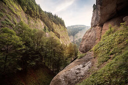 ' view out of natural wonder called ''Ofenloch'', canton St. Gallen, Switzerland, Europe'