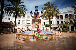 fountain,  Vejer de la Frontera, andalusia, southwest coast spain,  Europe