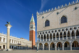 Piazza San Marco, Campanile di San Marco and Doge's Palace, Venice, UNESCO World Heritage Site Venice, Venezia, Italy