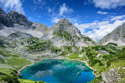 Drachensee, Drachenkopf und Coburger Hütte, Hinterer Tajakopf, Mieminger Berge, Tirol, Österreich