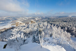 Blick vom Feldstein, Bruchhauser Steine, bei Olsberg, Rothaarsteig, Rothaargebirge, Sauerland, Nordrhein-Westfalen, Deutschland