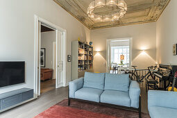 sitting room in a modern furnished Art Nouveau apartment in Hamburg, north Germany, Europe