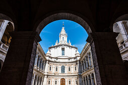 The inner courtyard of the baroque church Sant'Ivo alla Sapienza, Rome, Latium, Italy