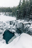 Schlucht bei den Sunwapta Falls, Sunwapta Falls, Jasper Nationalpark, Alberta, Kanada, Nordamerika
