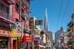 China Town and Transamerica Pyramid, San Francisco, California, USA