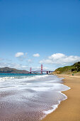 Baker beach with view towards the Golden Gate bridge, San Francisco, California, USA