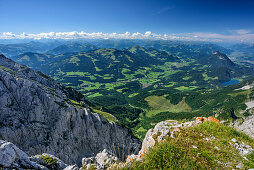 Blick auf Söllland und Hintersteiner See, vom Sonneck, Kaisergebirge, Tirol, Österreich