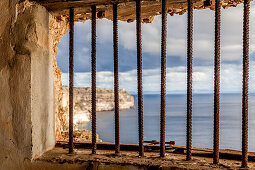 Inside the bunker Mirador del Aguila close to the lighthouse of Cap Blanc, Mallorca, Balearic Islands, Spain