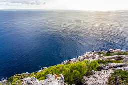 View from the terrace of the lighthouse Cap Blanc, Mallorca, Balearic Islands, Spain