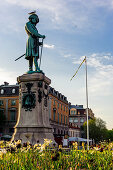 Market Square Stortorget with town founder Monument Karl 11, Karlskrona, Blekinge, Southern Sweden, Sweden