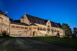 UNESCO World Heritage historic old town of Goslar, royal palace at night, Harz mountains, Lower Saxony, Germany