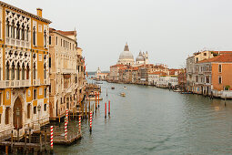 Palazzo Cavalli Francetti und Kirche Santa Maria della Salute mit Canal Grande, Venedig, UNESCO Welterbe, Weltkulturerbe, Venetien, Veneto, Italien, Europa