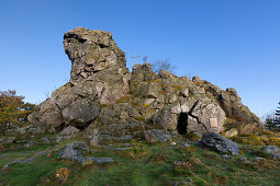 Morgennebel, Bruchhauser Steine, bei Olsberg, Rothaarsteig, Rothaargebirge, Sauerland, Nordrhein-Westfalen, Deutschland