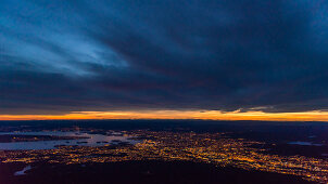 aerial shot of Oslo during sunset, Oslo, Norway
