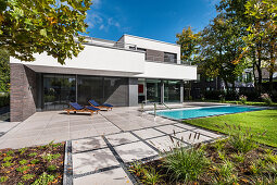 modern architecture house in the Bauhaus style, Oberhausen, Nordrhein-Westfalen, Germany