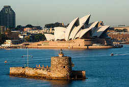 Fort Denison in Sydney Harbour with the Opera House, Sydney, New South Wales, Australia