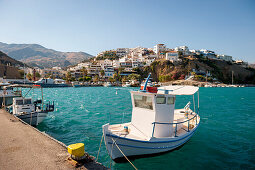 Fishing boat in the harbour, Agia Galini, Crete, Greece, Europe