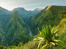 View from the lookout point Cap Noir, Cirque de Mafate, La Reunion, France