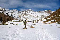 hunter, ranger, winterly landscape, the Alps, South Tyrol, Trentino, Alto Adige, Italy, Europe