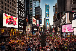 masses of people on Times Square and Broadway, Manhattan, NYC, New York City, United States of America, USA, North America