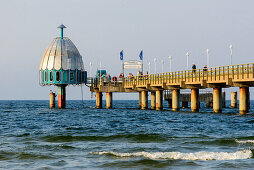 Sea bridge with diving bell on the beach of Zinnowitz, Usedom, Ostseeküste, Mecklenburg-Western Pomerania, Germany