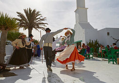 San Bartolomé, Folklore group dancing at the Casa Museo del Campesino, Farmhouse restored by César Manrique, Lanzarote, Canary Islands, Islas Canarias, Spain, Europe