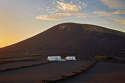 Wine growing area La Geria at the foot of the Montanas del Fuego de Timanfaya, Lanzarote, Canary Islands, Islas Canarias, Spain, Europe