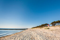 Lighthouse and beach, Gellen, Hiddensee island, Mecklenburg-Western Pomerania, Germany