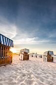 Beach chairs and pier, Ahlbeck, Usedom island, Mecklenburg-Western Pomerania, Germany