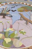 canarian lizards, mosaic by the artist Luis Morera, La Glorieta, parc, square, Las Manchas, UNESCO Biosphere Reserve, La Palma, Canary Islands, Spain, Europe