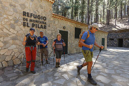 hiking, group, Refugio de Montana el Pilar, ascent to Birigoyo mountain, 1807m,  Parque Natural de Cumbre Vieja, UNESCO Biosphere Reserve, La Palma, Canary Islands, Spain, Europe
