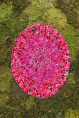 image made of flower petals, carpet of flowers for the procession, Corpus Christi, Feast of Corpus Christi, Villa de Mazo, UNESCO Biosphere Reserve, La Palma, Canary Islands, Spain, Europe