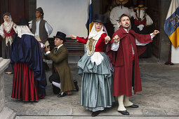 costumes show, folk group, Plaza de Espana, town hall square, Santa Cruz de La Palma, capital of the island, UNESCO Biosphere Reserve, La Palma, Canary Islands, Spain, Europe