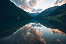 Vernagt reservoir in the sunset, E5, Alpenüberquerung, 6th stage, Vent,Niederjochbach, Similaun hut, Schnalstal, Vernagt reservoir, Meran