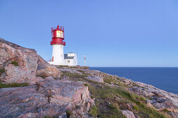 Leuchtturm Lindesnes fyr am Kap Lindesnes, Skagerak, Nordsee, Vest-Agder, Sørlandet, Südnorwegen, Norwegen, Skandinavien, Nordeuropa, Europa