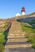 Leuchtturm Lindesnes fyr am Kap Lindesnes, Skagerak, Nordsee, Vest-Agder, Sørlandet, Südnorwegen, Norwegen, Skandinavien, Nordeuropa, Europa