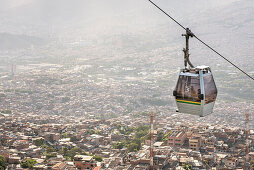 cable cars as part of public transportation connecting the slums of Medellin, Departmento Antioquia, Colombia, Southamerica