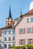 Market Place, Town Hall, Parish Church St. Veit, Iphofen, Franconia, Bavaria, Germany