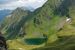 Lake Schwarzsee, Mt. Hochjoch, Verwall, Montafon, Bludenz, Vorarlberg, Austria, Europe