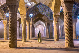 Vakil Mosque at night in Shiraz, Iran, Asia