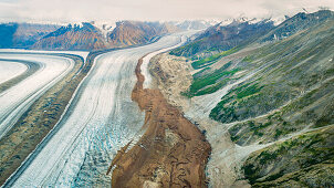 Luftbild des Kaskawulsh-Gletschers im Kluane Nationalpark, Yukon-Territorium, Kanada