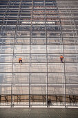 window cleaners, National Centre for the Performing Arts, National Grand Theatre, Beijing, China, Asia, Architect Paul Andreu