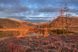 Sunny morning on lake Jack London, Magadan region, Russia