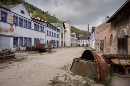 Blue paint plant Schindler's work near Zschorlau, UNESCO World Heritage Montanregion Erzgebirge, Schneeberg, Saxony