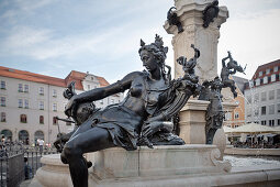 Augustus Fountain at Rathaus Platz, UNESCO World Heritage Historic Water Management, Augsburg, Bavaria, Germany