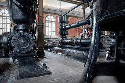Engine room in the historic waterworks at the Hochablass, UNESCO World Heritage Historic Water Management, Augsburg, Bavaria, Germany