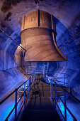 Turbine chamber in the power plant Langweid (Lechmuseum Bayern), UNESCO world heritage historical water management, Augsburg, Bavaria, Germany