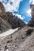 Wanderer in der Langkofelscharte, St. Christina in Gröden, Grödner Dolomiten, Südtirol, Alto Adige, Italien