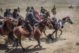 Kirgisisches Reiterspiel Buzkashi, Afghanistan, Asien