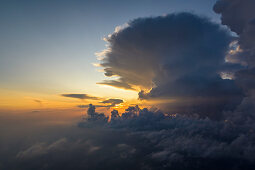 Bird's eye view behind a storm cloud, Franconia, Germany